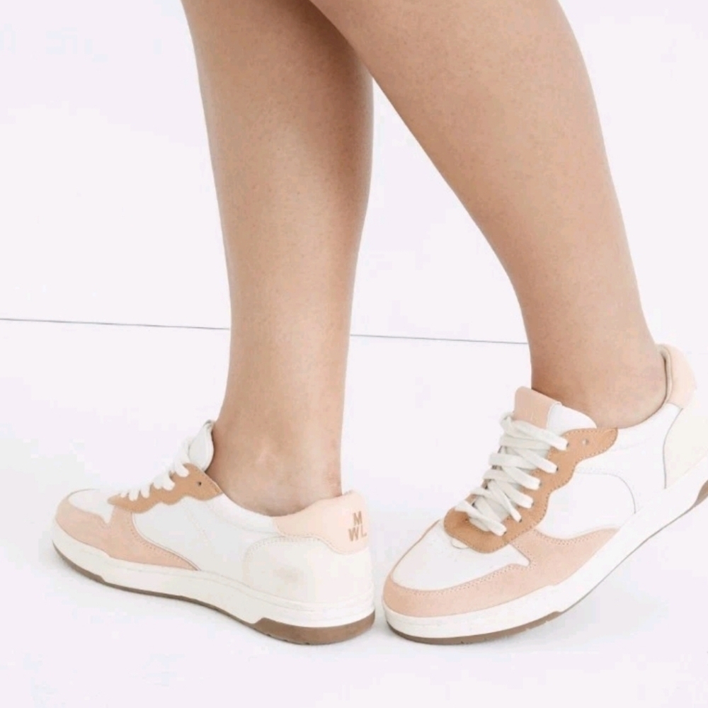 Madewell Womens Low-Top Trendy Minimalist Sneakers in Peach Colorblock 8